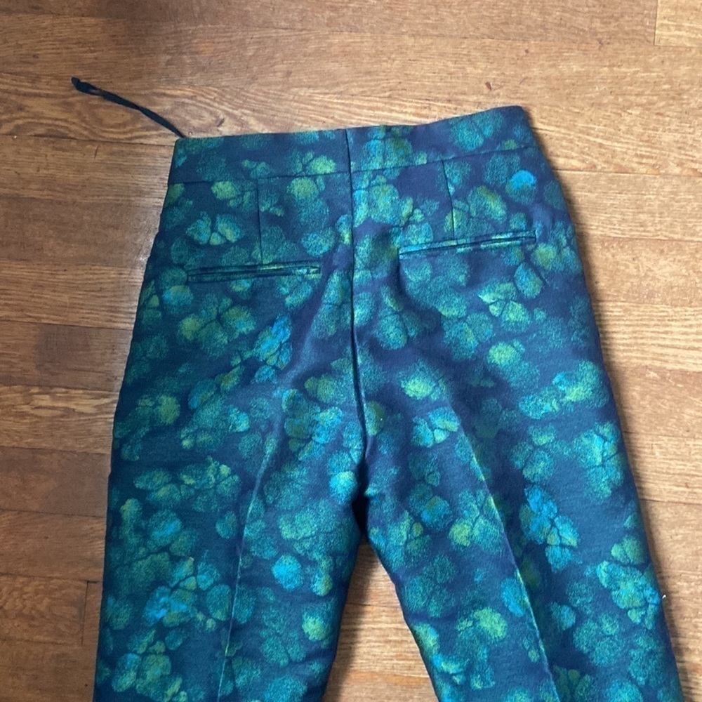COS Jacquard Pleated Trousers Green Patterned Straight Leg Abstract Pockets 2 - Picture 5 of 5